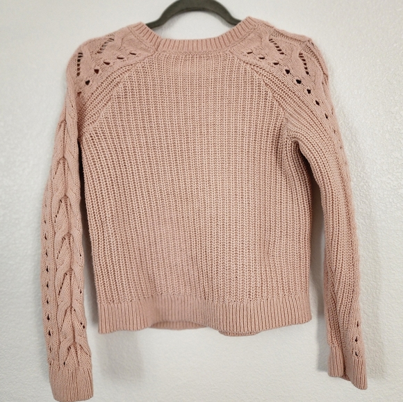 Lucky Brand light pink wool blend crochet sweater size M - Picture 2 of 8